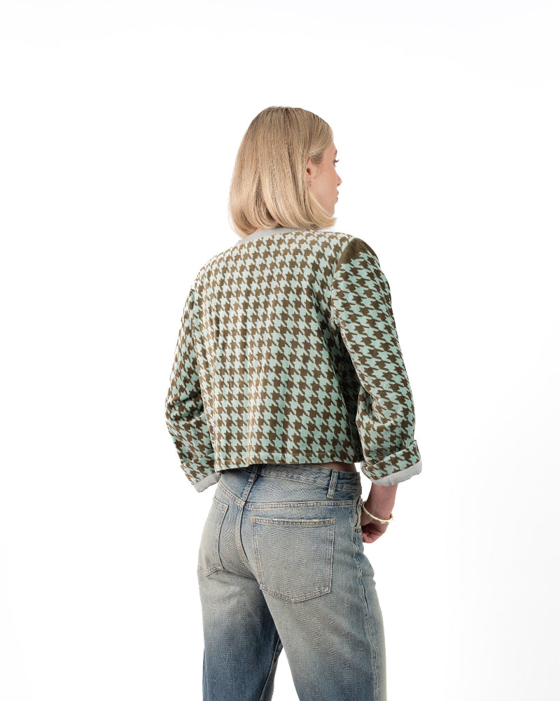 Fluweel Jasje Lichtblauw Pied De Poule