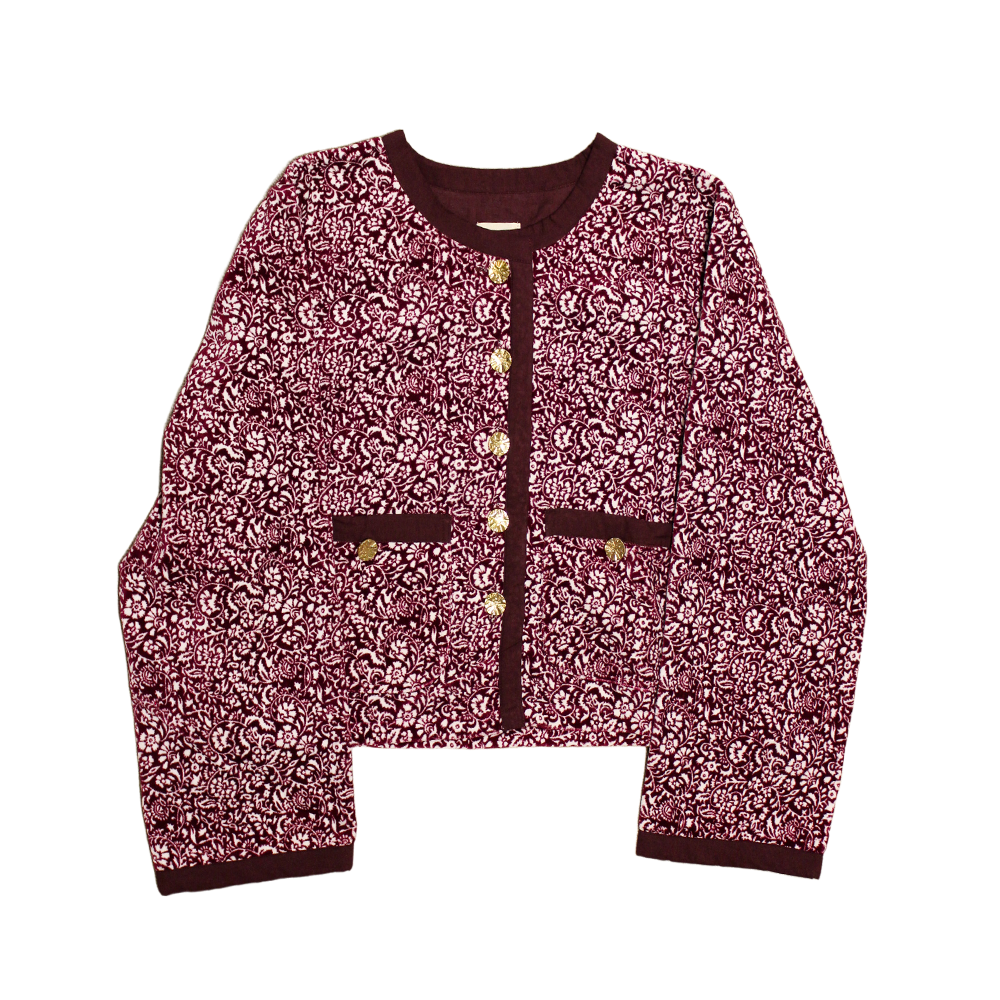 Fluweel Jasje Paars Bloem