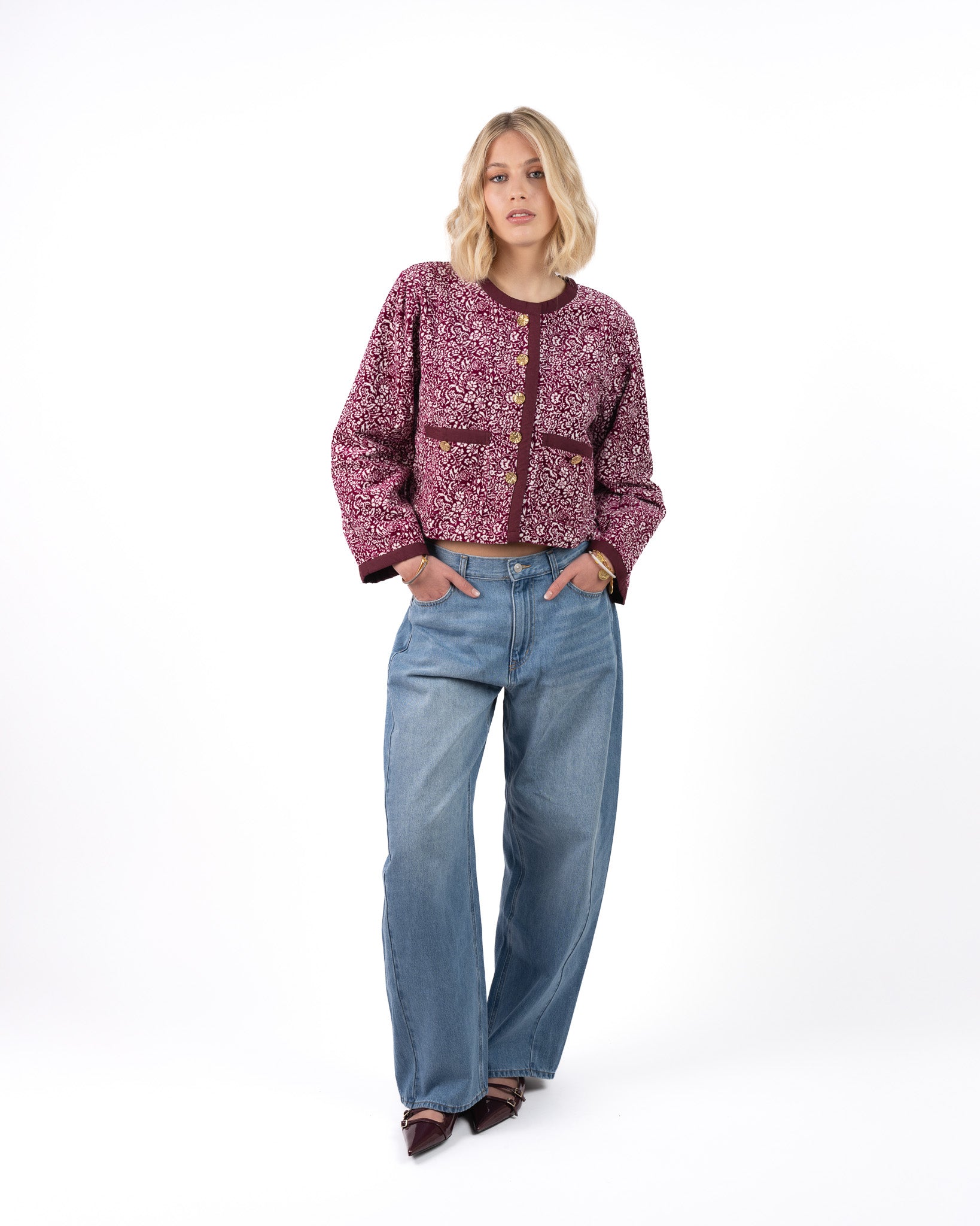 Fluweel Jasje Paars Bloem