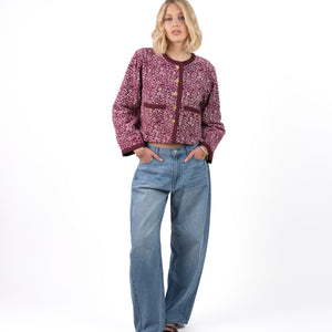 Fluweel Jasje Paars Bloem