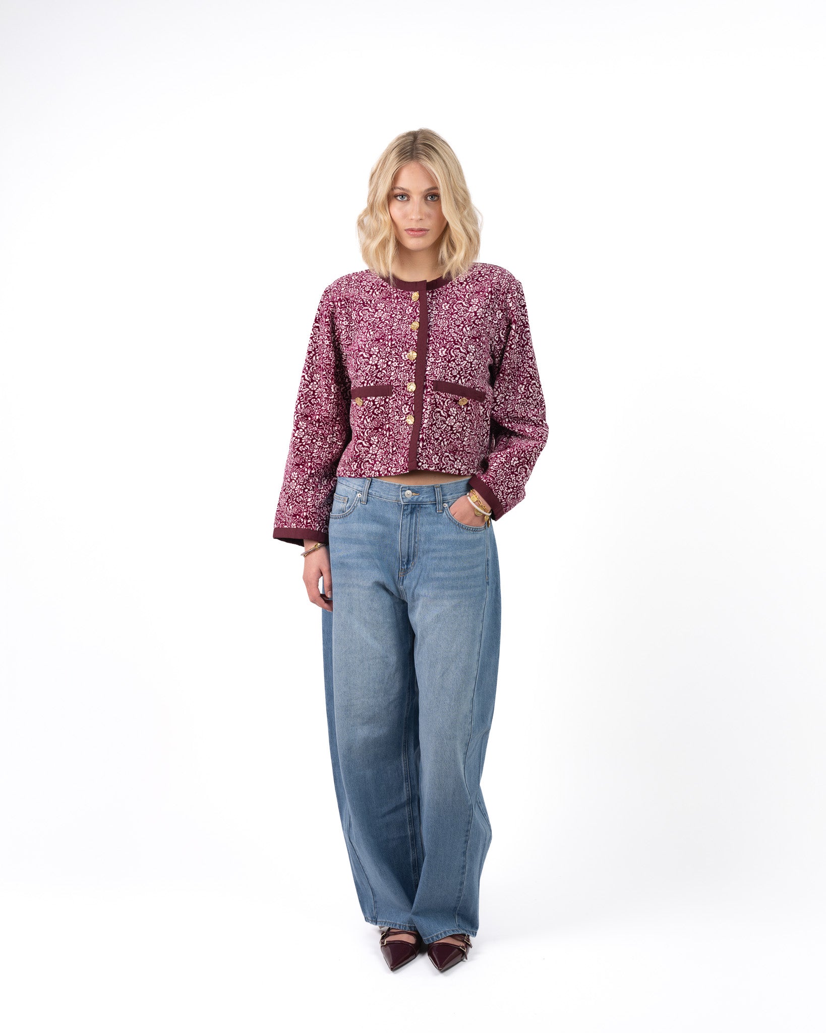 Fluweel Jasje Paars Bloem