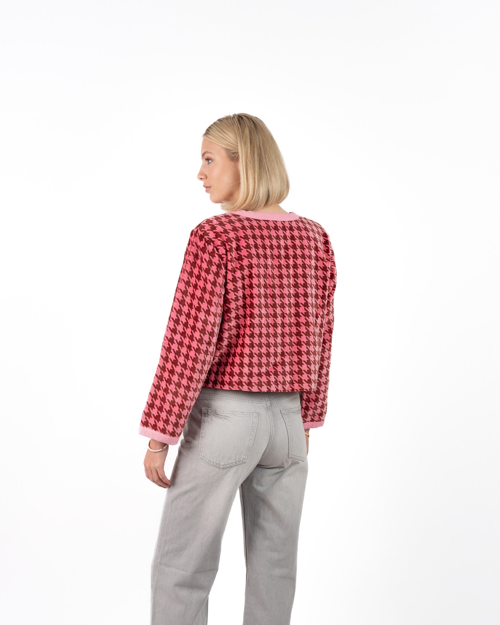 Fluweel Jasje Roze Pied De Poule