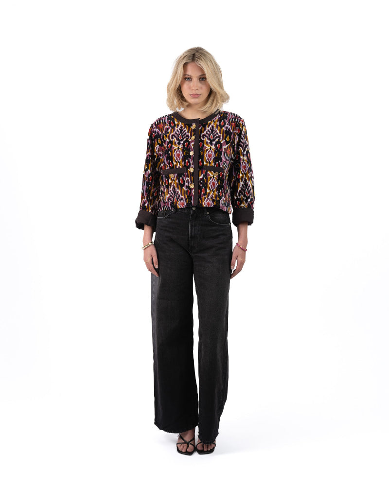 Fluweel Jasje Zwart Paars