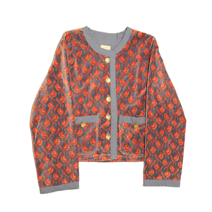 Fluweel Jasje Blauw Bloem