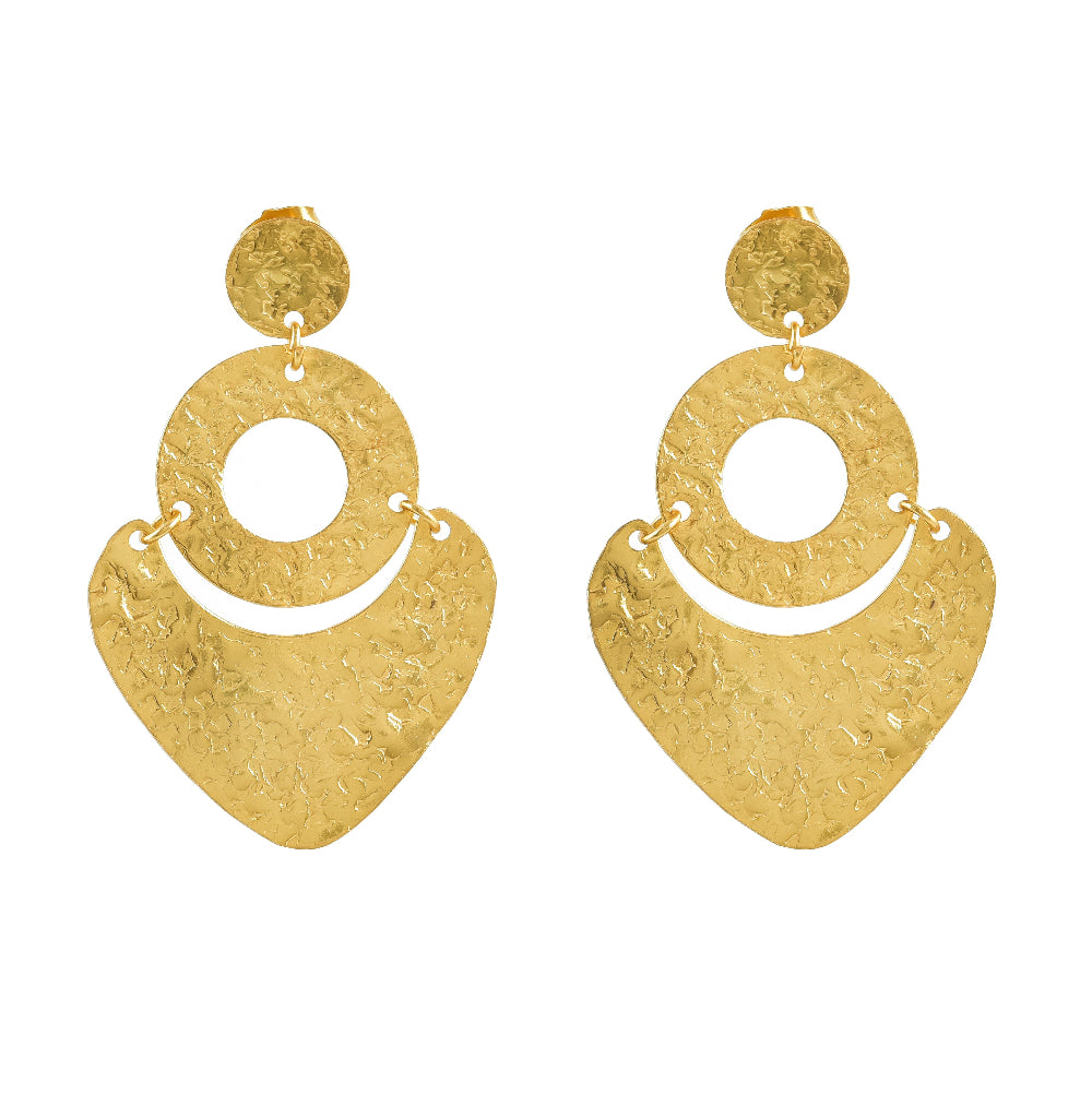 Gehamerde Gouden Design Oorbellen