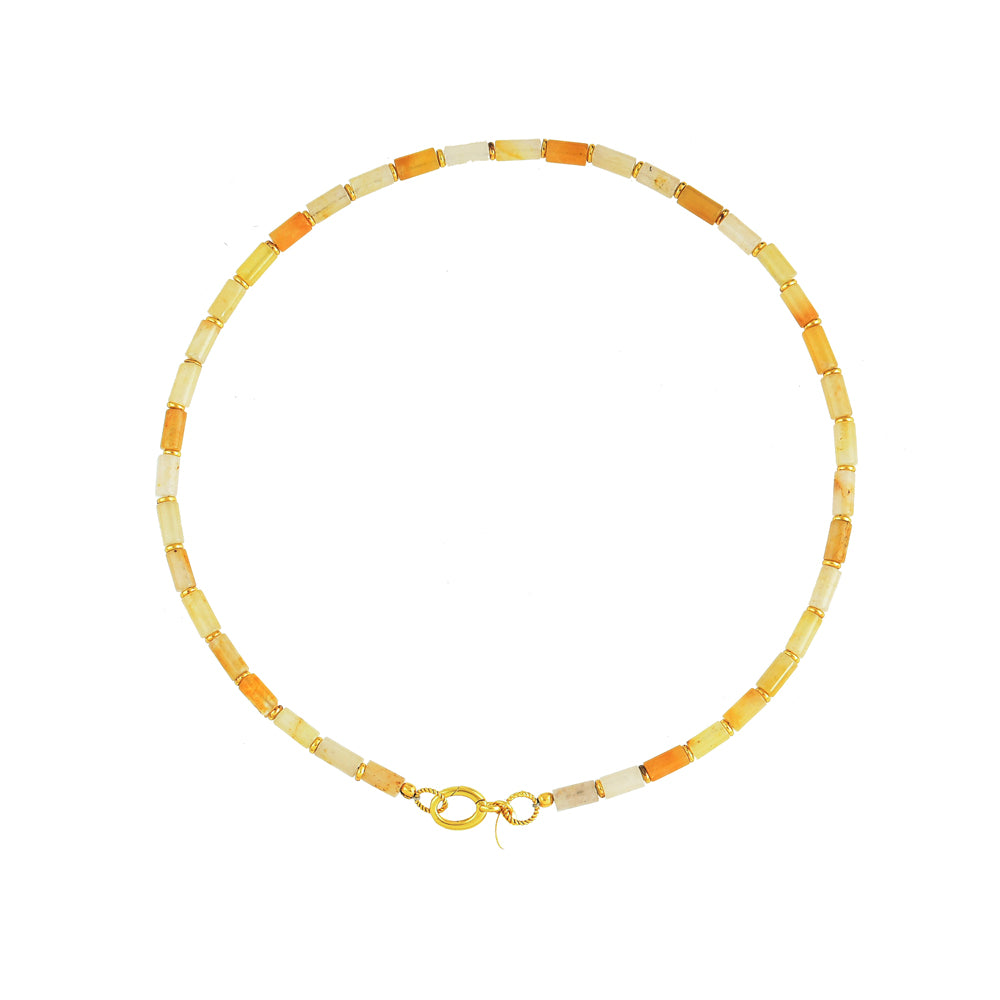 Gele Agaat Staafjes Edelstenen Ketting