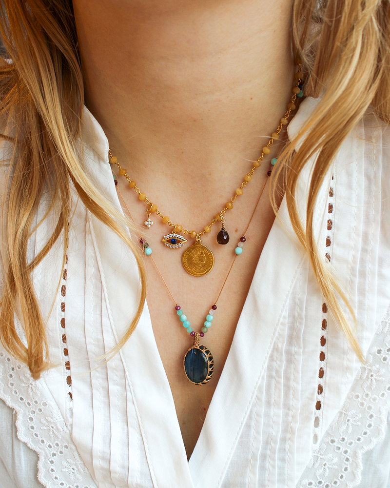 Gele Jade Ketting Met Bedels