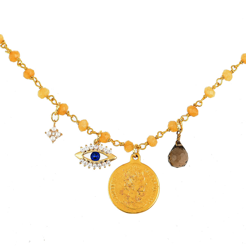 Gele Jade Ketting Met Bedels