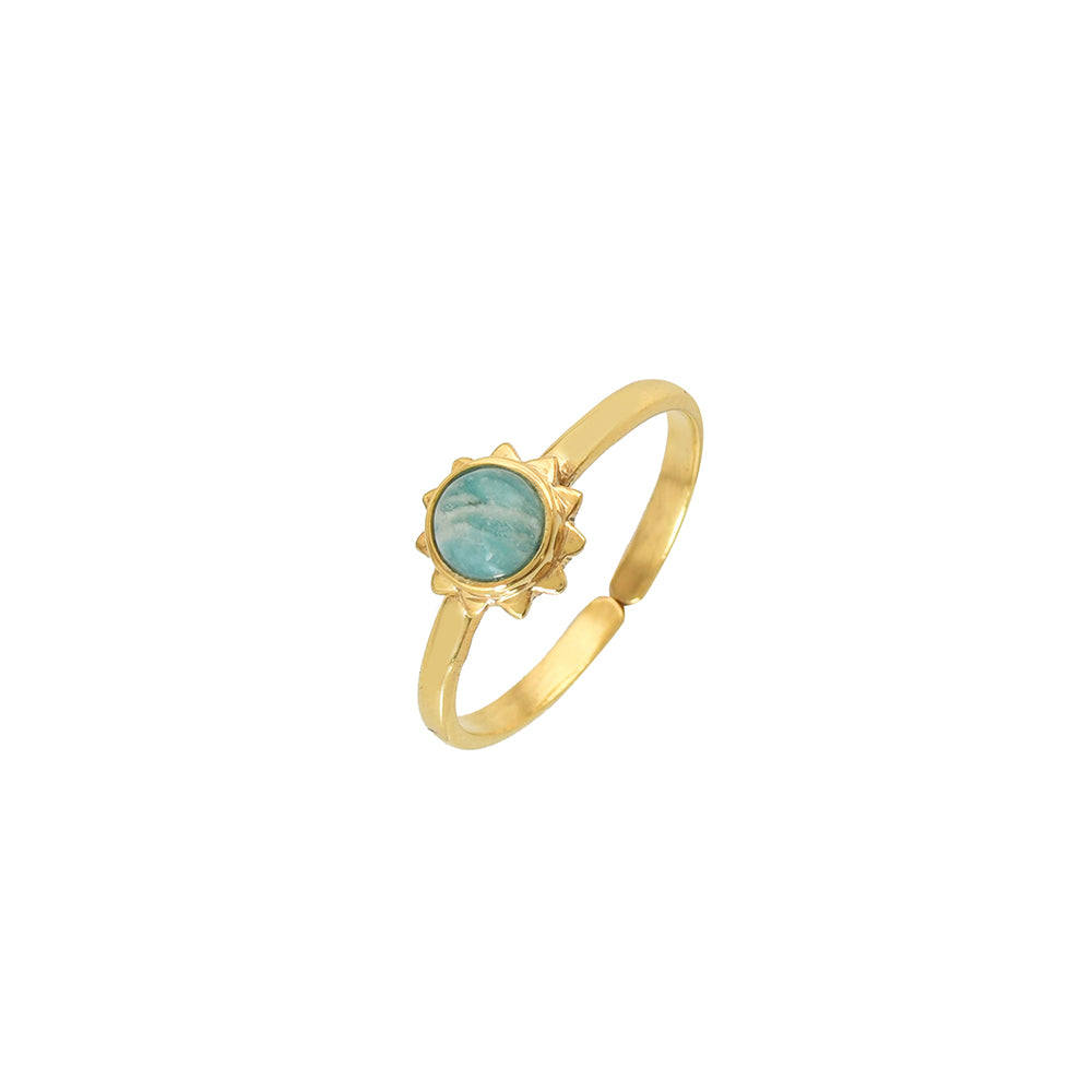 Gouden Amazoniet Zon Ring
