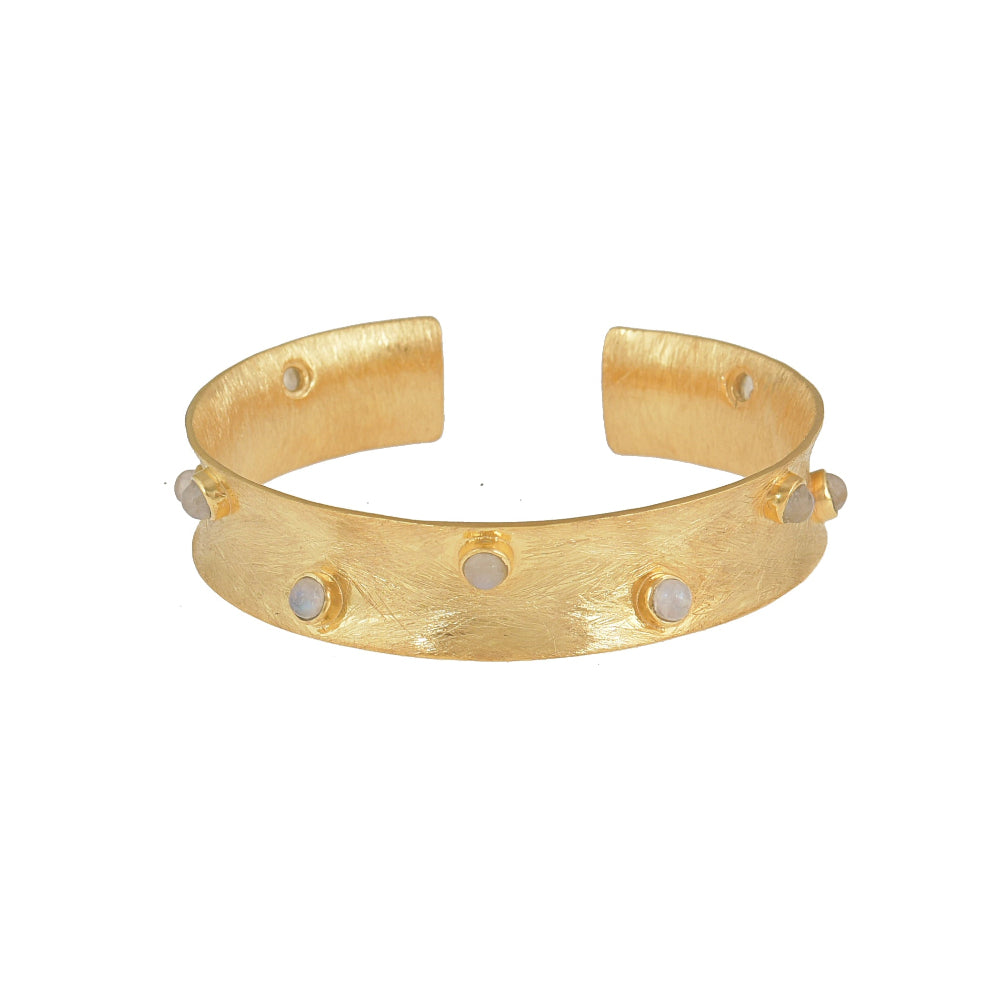 Gouden Bangle Armband met Maansteen