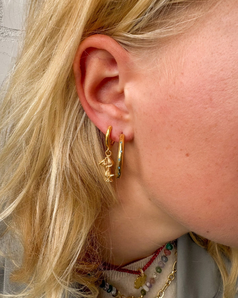 Gouden Creolen Turquoise Steentjes