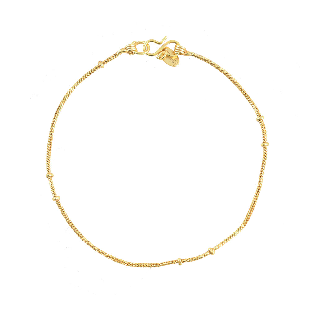 gouden Enkelbandje Fijne Slang Met Details