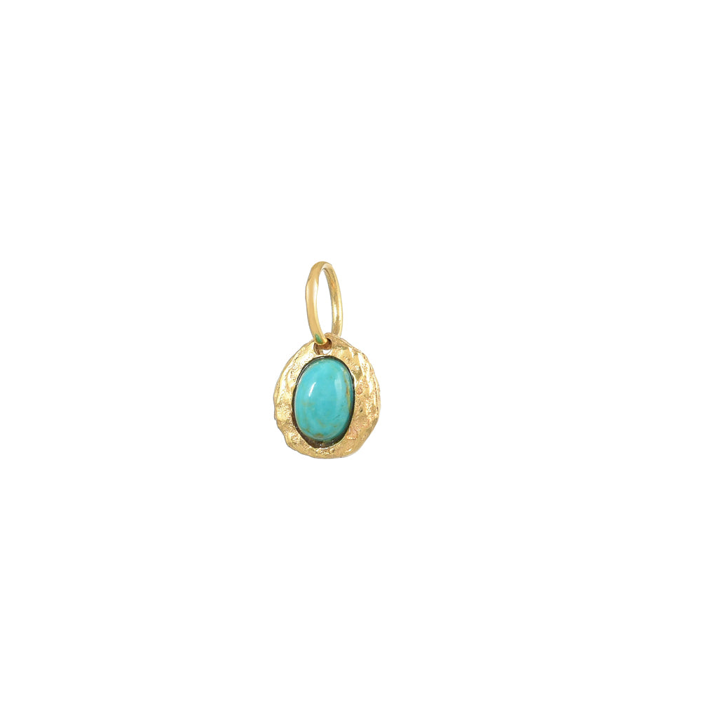 Gouden Gehamerde Geboortesteen December Turquoise