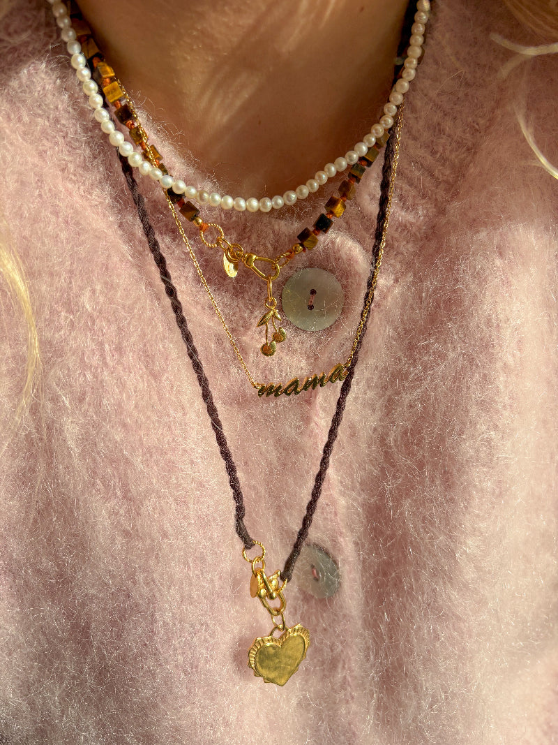 Handgeknoopte Blokjes Ketting Tijgeroog