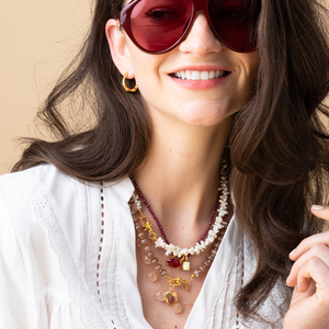 Gouden Hart met Roze Steen Bedel