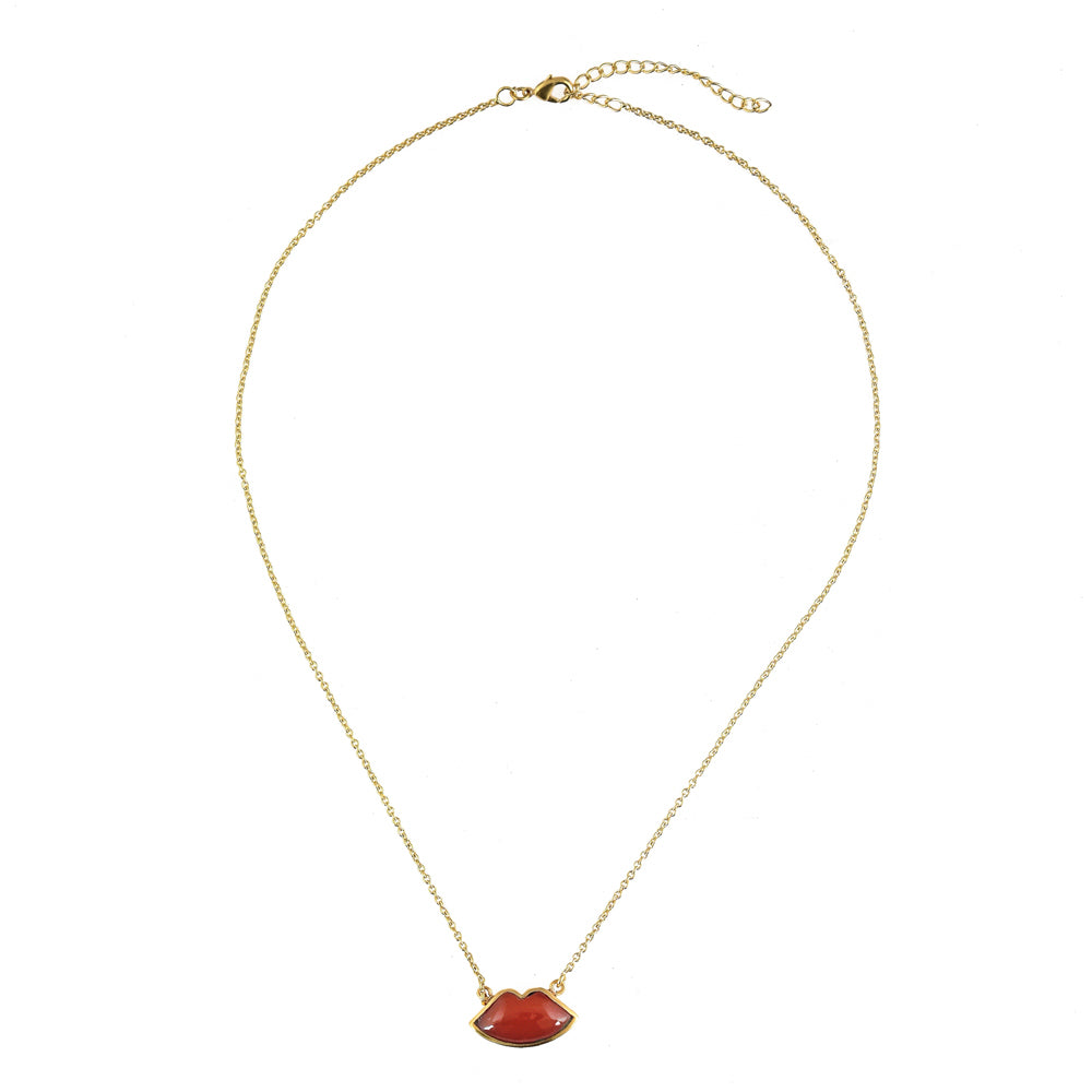 Gouden Ketting Carneool Lips