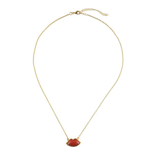 Gouden Ketting Carneool Lips