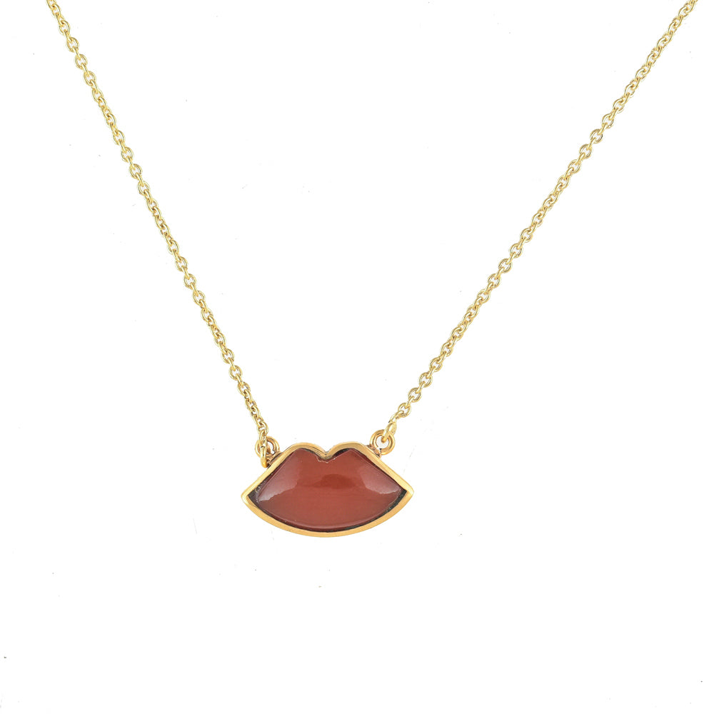 Gouden Ketting Carneool Lips