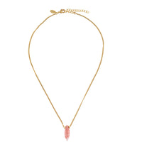 Gouden Ketting Edelstenen Druppel aardbeienkwarts