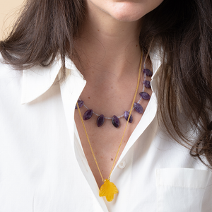 Gouden Ketting Gele Onyx Vogel