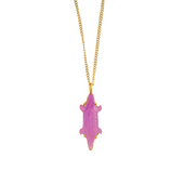 Gouden Ketting Paarse Jade Krokodil Bedel
