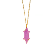 Gouden Ketting Paarse Jade Krokodil Bedel