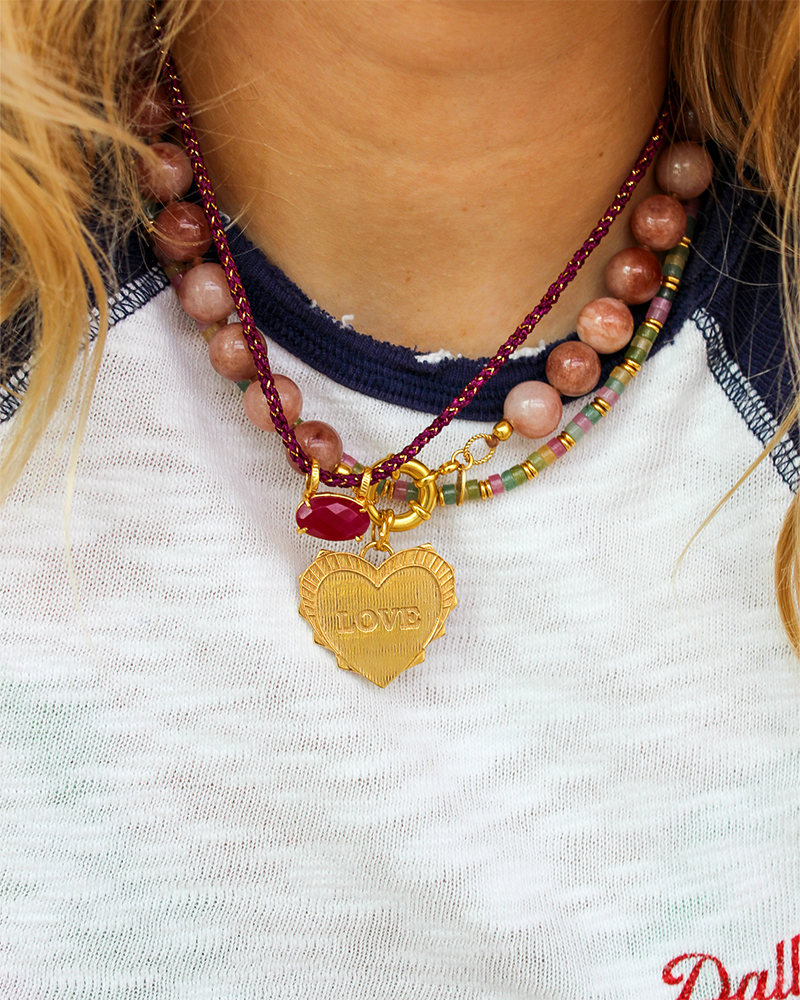 Gouden LOVE Hart Bedel en bal ketting