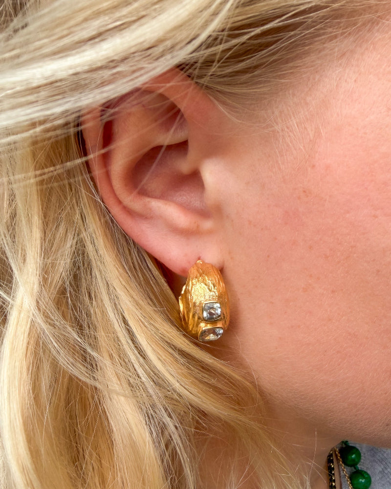 Gouden Oorbellen Blauwe Topaas