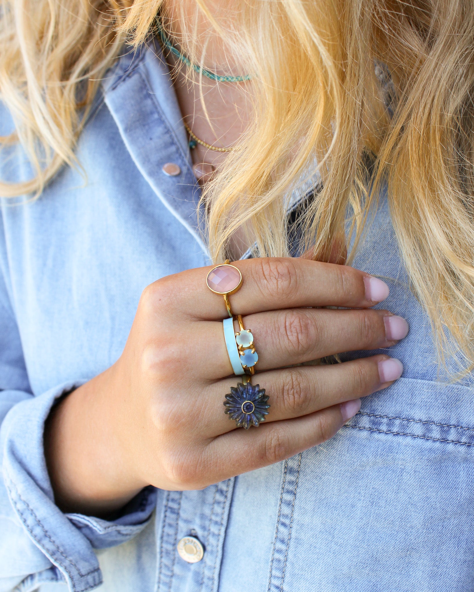 Gouden Ring Roze Jade