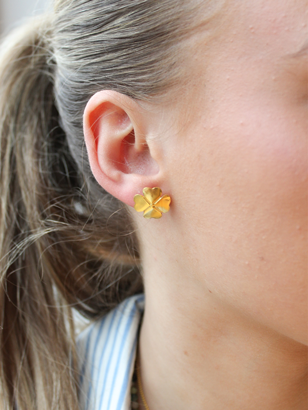 Gouden Studs Klavertje Vier