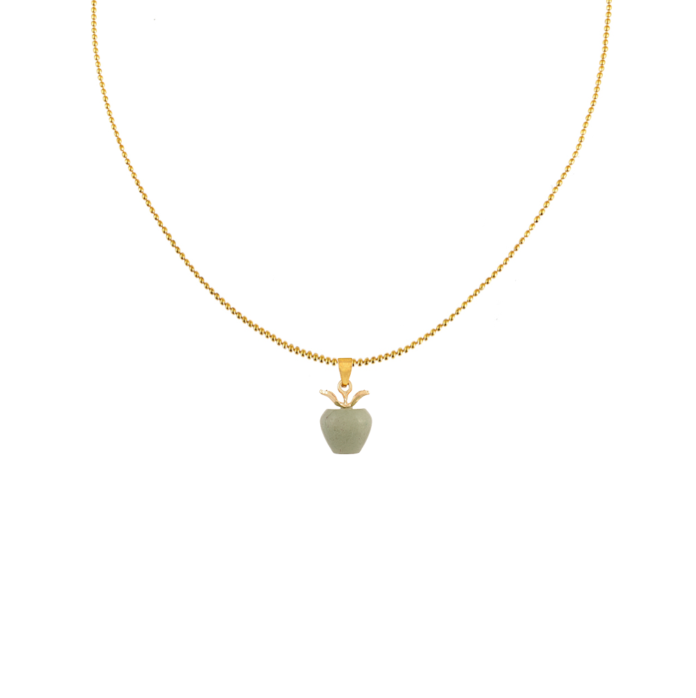 Gouden balletjes ketting groen appeltje bedel
