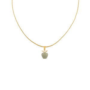 Gouden balletjes ketting groen appeltje bedel
