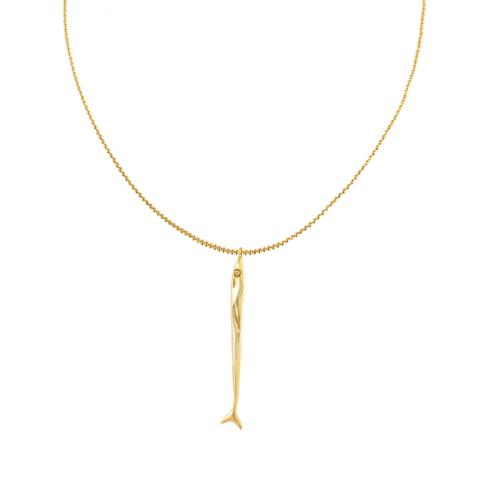 Gouden balletjes ketting vis bedel