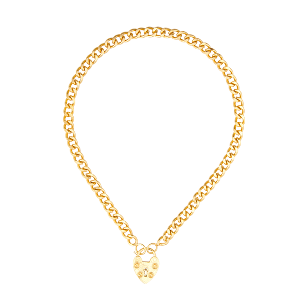 Gouden gourmet ketting met hart slot