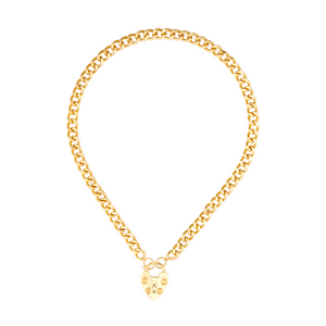 Gouden gourmet ketting met hart slot