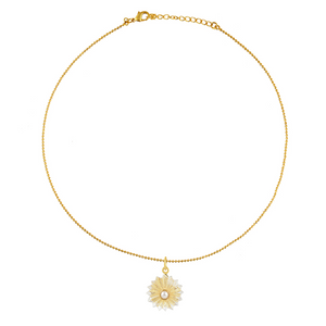 Gouden_ketting_met_edelstenen kristal_bloem bedel