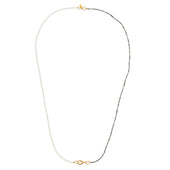 Grijze maansteen en parel ketting