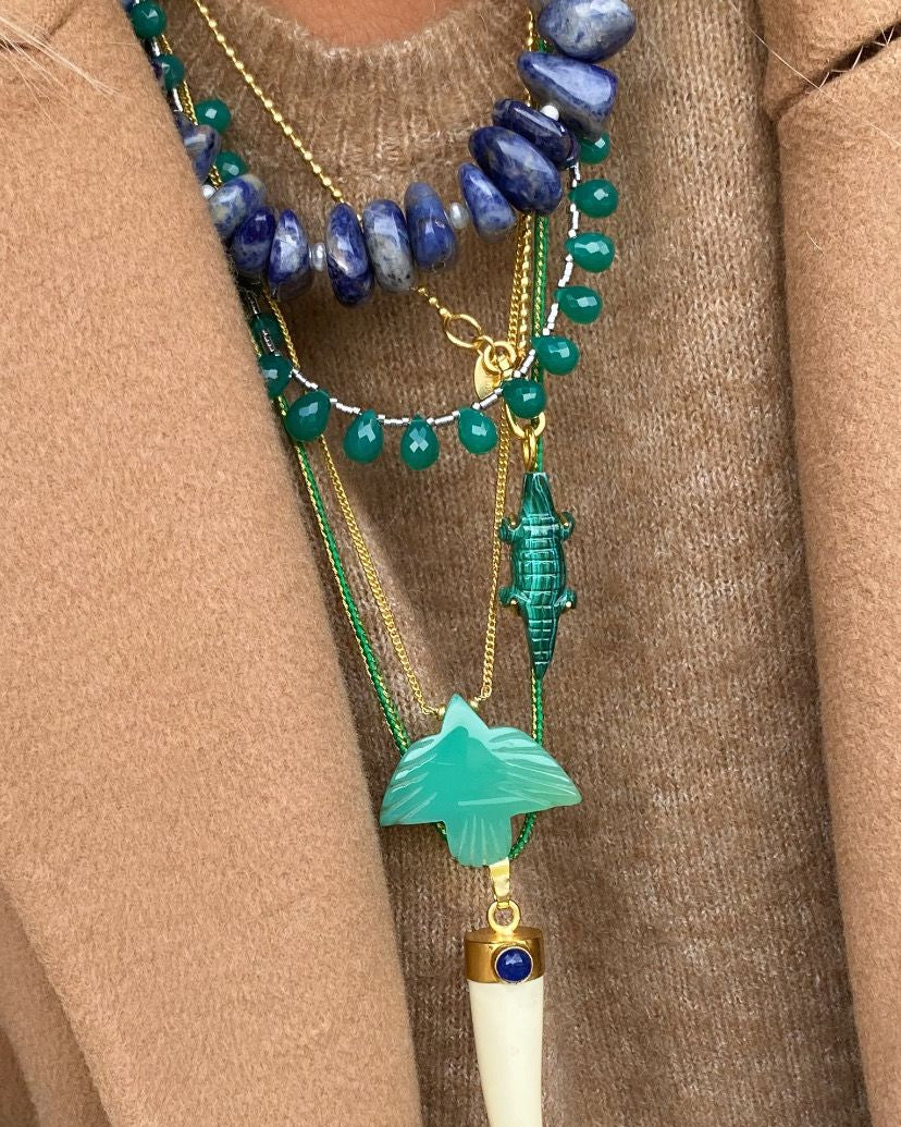 Groen en blauwe edelstenen kettingen