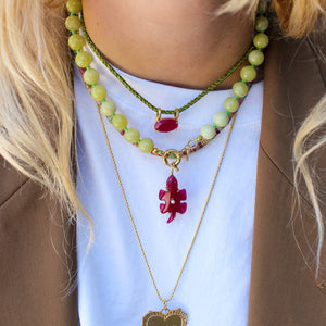 Groene ketting met ruby salamander