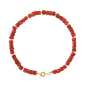 Grote koraal ketting met pareltjes