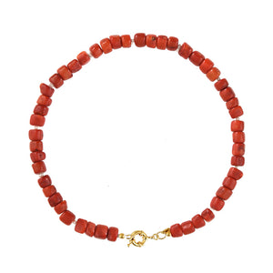 Grote koraal ketting met pareltjes