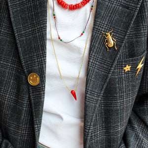 Grote koraal ketting met pareltjes