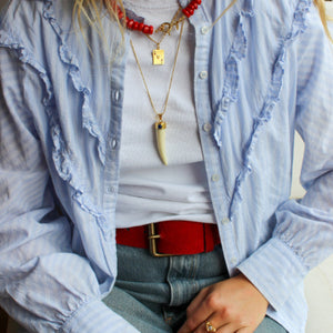 Grote koraal ketting met pareltjes