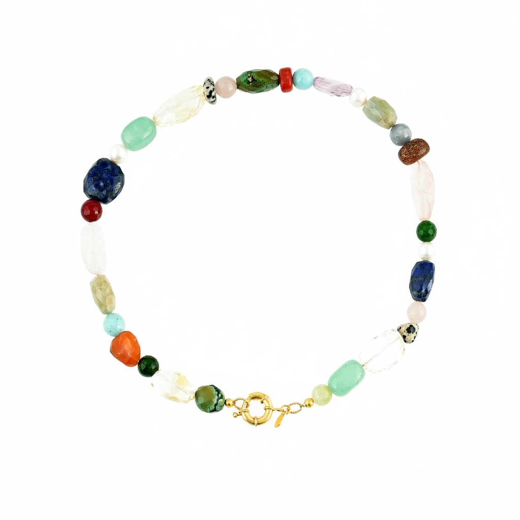 Grove Multi Edelstenen Ketting