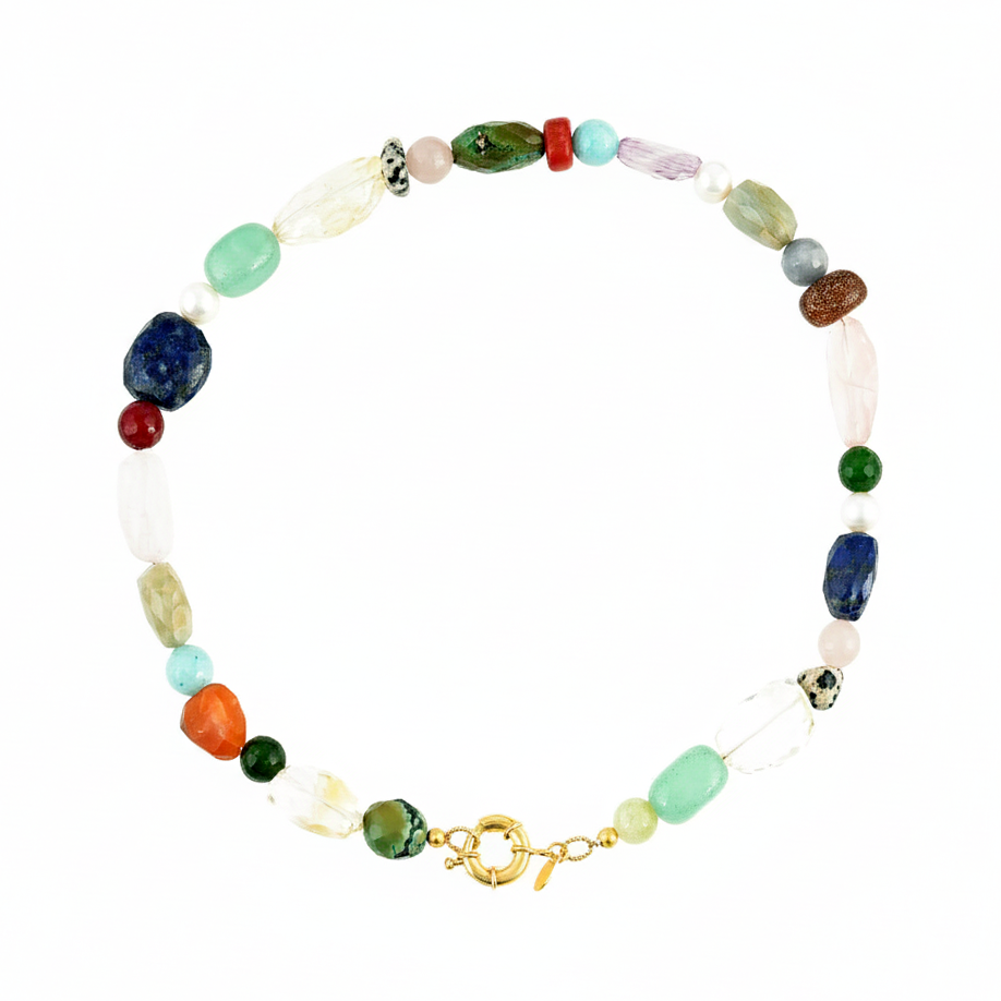 Grove Multi Edelstenen Ketting