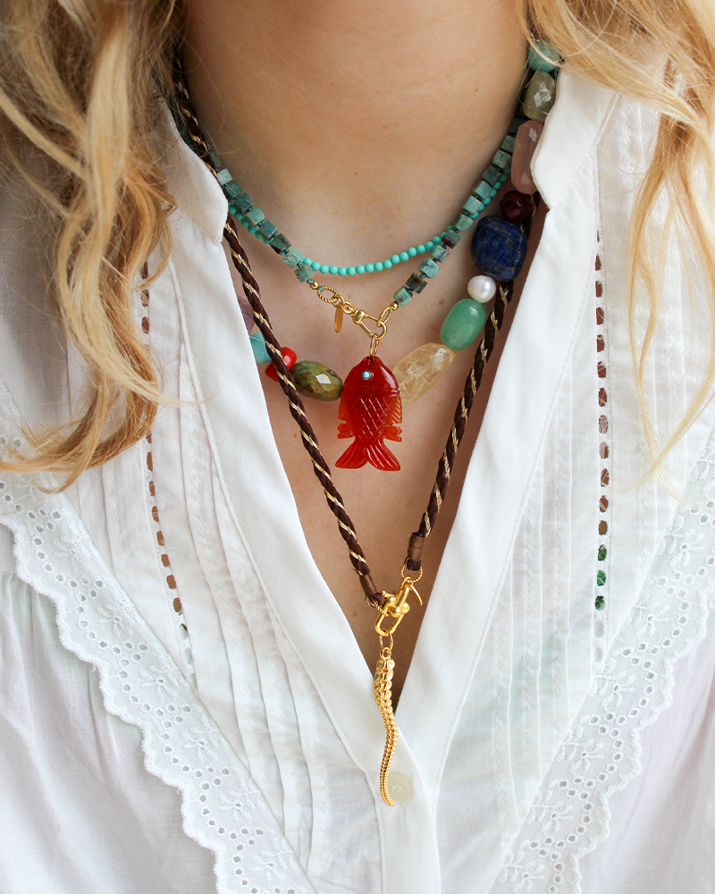 Grove Multi Edelstenen Ketting