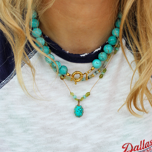 Grove Ronde Kralen Ketting Turquoise