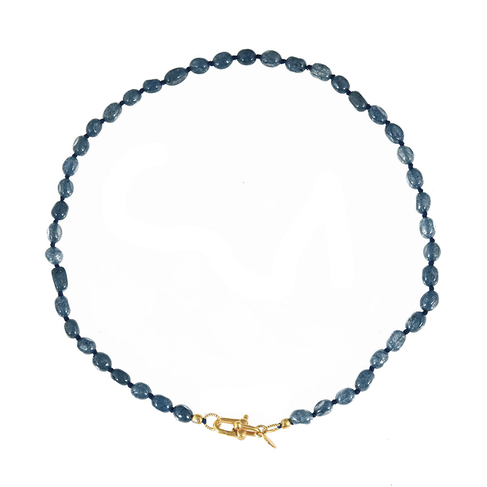 Handgeknoopte Blauwe Jade Edelstenen Ketting