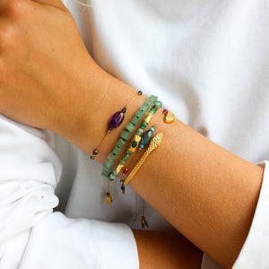 Koord Armband Met Edelstenen Amethist Ovaal 
