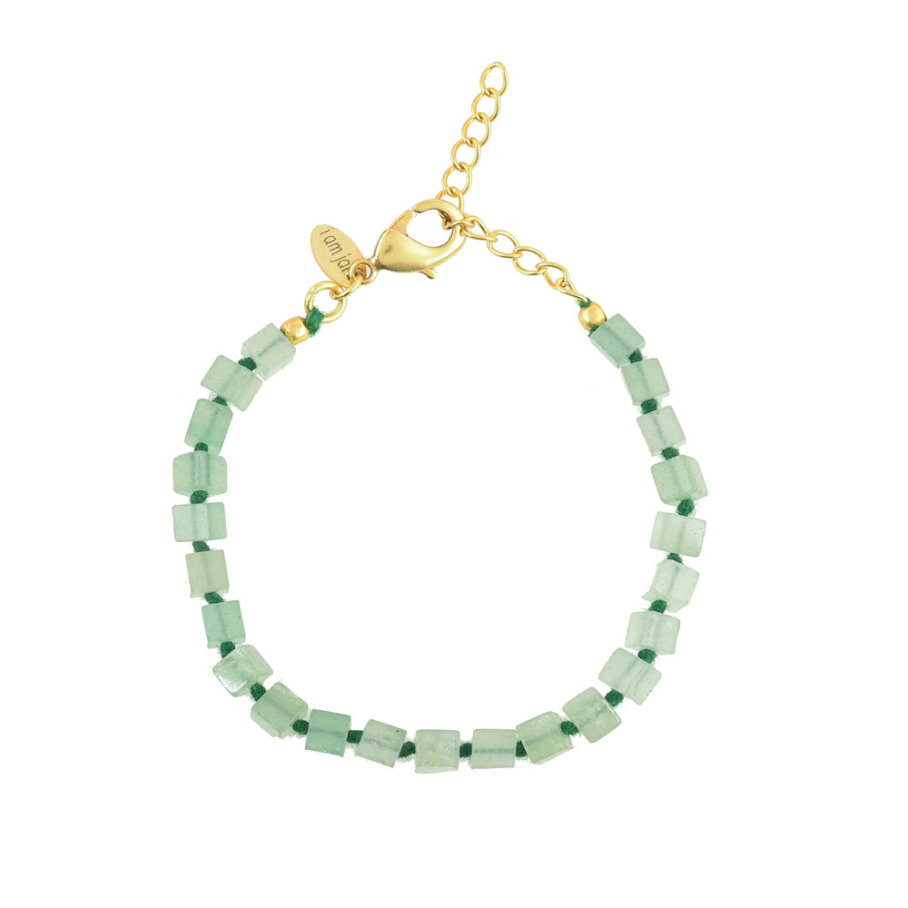 Handgeknoopte Blokjes Armband Groene Jade